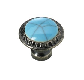 Baldų rankenėlė HETTICH, D27 mm, sidabro sp., mėlynas porcelianas, 9197007