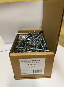Šiferiniai sraigtai, 6 x 100 mm., (T30,19EPDM), cinkuoti, su tarpine, 100 vnt.
