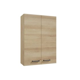 Vonios spintelė DEFRA A50, 50 x 71 x 22 cm, viršutinė, pakabinama, buko sp. 2 durų, 1 lentyna, juodos sp. rankenėlės