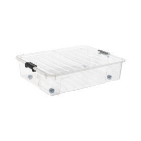 Daiktadėžė PLAST TEAM Home Box, su dangčiu ir ratukais, skaidri, 56 x 18,2 x 70,4 cm, 49 l