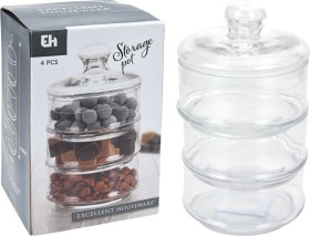 Laikymo indas, su dangteliu, 3 aukštų, kiekvienas aukštas 500 ml talpos