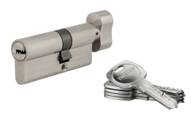 Spynos cilindras SERRUPRIX Tiger 6, su užsuktuku, 5 raktai, žalvarinis, nikeliuotas, 40x30 mm, 216626