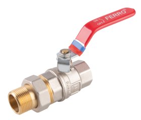 Pilno pralaidumo rutulinis ventilis FERRO Power, ilga rankena, vidus-išorės, su veržiama jungtimi, 1 "
