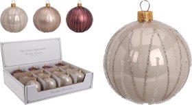 Eglutės žaisliukas, 3 skirtingų sp., su blizgučiais, skersmuo 8 cm