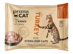 Konservuotas kačių ėdalas PRIMACAT Classic, kalakutiena padaže, sterelizuotoms katėms, 4vnt x 85g