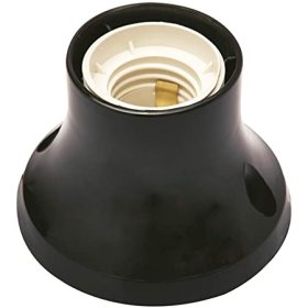 Lempos lizdas ELECTRALINE 71109, E27, su tvirtinimu prie sienos ar lubų, tiesus, plastikinis, juodos spalvos