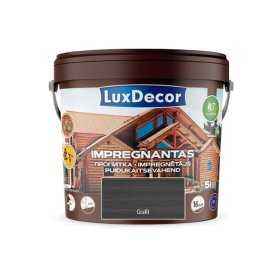 Impregnantas medienai LUXDECOR, (12) grafitas, laukui ir vidui, 5 l