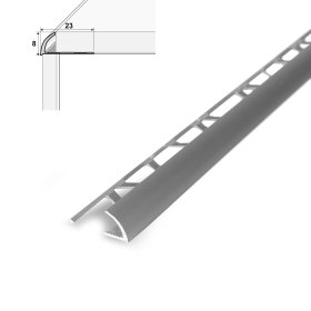 Aliumininė užbaigimo juostelė HESORA H 24 D2, 0.8 x 270 cm, mat. sidabro spalvos, kilmės šalis ES