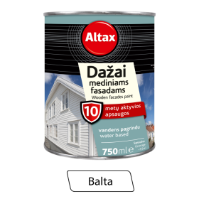 Vandeniniai dažai ALTAX, mediniams fasadams, balti, 0,75 l