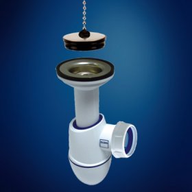 Sifonas praustuvui S.A.S Bm217, skersmuo 32 mm, įlietos tarpinės, su kamščiu, kilmės šalis Prancūzija