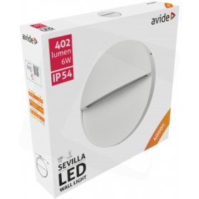 Lauko šviestuvas AVIDE Sevilla At-8920, LED 6W, 220-240V, 4000K, 402 lm, IP54, sieninis, baltos sp., 160 x 30 mm