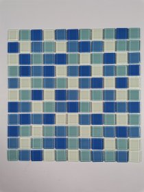 Stiklo mozaika MONA MOSAICS Sl0078, 300 x 300 x 3,8 mm, 22 vnt./dėž., spl. mėlyna/žydra/balta