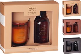 Dovanų rinkinys, namų kvapas 100 ml ir kvapni žvakė, 3 skirtingi kvapai