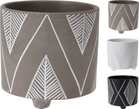 Kambarinis keraminis vazonas, 3 skirtingų sp., 14 x 14 x 13 cm.