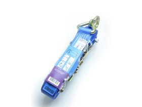 Tvirtinimo diržas POSAMO VAUKA, 35mm × 800cm, mėlynos spalvos, su vieliniu kabliu ir terškle