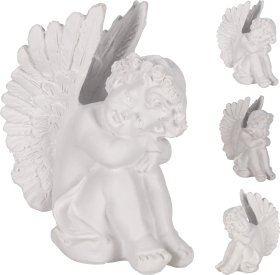 Statulėlė Angelas, baltos sp., 3 skirtingi dizainai, 7,5x 7,5x 10 cm