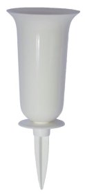 Plastikinė įsmeigiama kapų vaza, 13 x 32,7 cm., 1,2 l, baltos sp.