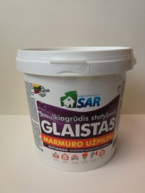 Akrilinis glaistas SAR, su marmuro užpildu, vidaus darbams, 1,5 kg (kibire)