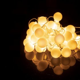 Šviečianti girlianda SUNLUX TY-426, 40 LED burbuliukų, ilgis 5 m, spalvota ir šiltai balta spalvos, IP44, tinka naudoti lauke