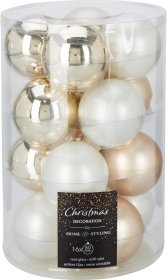 Eglutės žaisliukų rinkinys, 16 vnt., stiklas, įvairių šviesių atspalvių, skersmuo 8 cm