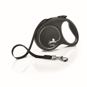 Pavadėlis Black Design S, max 15kg 5m, juostelinis, juodos spalvos