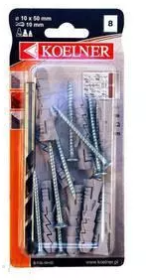 Išsiplečiantis kaištis su medsraigčiu KOELNER B-FIX-10+/D, M10, 5 x 60 mm, 8 vnt., + grąžtas