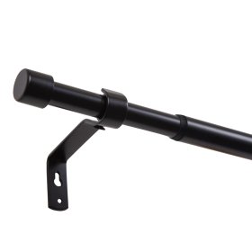 Sieninis karnizo rinkinys MARDOM Scope, ilgis 1200-2100 mm, 16/19 mm skersmens, viengubas, teleskopinis, spl. matinė juoda, be žiedų