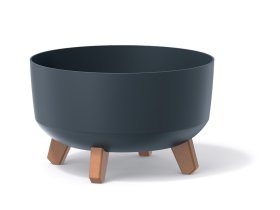 Plastikinis kambarinis vazonas GRACIA LOW, ant kojelių, antracito sp., vazono skersmuo 23,5 cm.