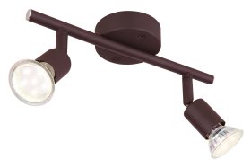 Kryptinis šviestuvas GLOBO Oliwa, GU10, 2 x 3W, 230V, 3000K, 2 x 250 lm, kompl. su LED lemputėmis, metalinis, juodos sp., 80 x 150 x 260 mm, 57382-2L