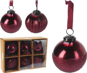 Eglutės žaisliukas, stiklas, 2 skirtingi dizainai, raudono vyno sp., 8 x 8 x 8 cm