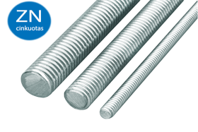 Sriegtas strypas, 10 x 2000 mm, DIN975, 4.8 klasė, cinkuotas