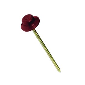 Vinys, 2,8 x 65 mm, apvaliomis plastikinėmis galvutėmis, bituminių lakštų tvirtinimui, t. raudonos sp., 80 vnt.