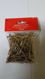 Medsraigčiai WHT, 4 x 50 mm, įleidžiama galva, cinkuoti, 100 vnt., pridėtas antgalis TORX20