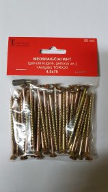 Medsraigčiai WHT, 4,5 x 70 mm, įleidžiama galva, cinkuoti, 50 vnt., pridėtas antgalis TORX20