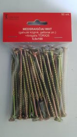 Medsraigčiai WHT, 5 x 100 mm, įleidžiama galva, cinkuoti, 50 vnt., pridėtas antgalis TORX25