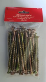 Medsraigčiai WHT, 6 x 100 mm, įleidžiama galva, cinkuoti, 50 vnt., pridėtas antgalis TORX30