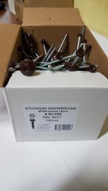 Šiferiniai sraigtai, 4,8 x 100 mm, RAL8017 rudos sp., cinkuoti, su tarpine, 100 vnt.
