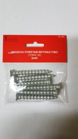 Sraigtas porėtam betonui Fibo, 8 x 65 mm, 6 vnt., TORX