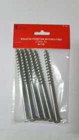 Sraigtas porėtam betonui Fibo, 8 x 130 mm, 6 vnt., TORX