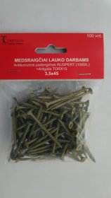 Medsraigčiai, 3,5 x 45 mm, Ruspert padengimas, lauko darbams, 100 vnt., TORX15