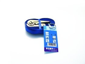 Tvirtinimo diržas POSAMO VAUKA, 25mm × 600cm, mėlynos spalvos, su terkšle