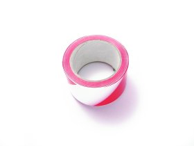 Užtveriamoji juosta POSAMO VAUKA, 80mm × 500m, raudonos / baltos spalvos