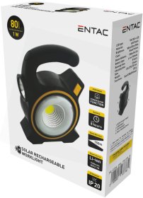 LED žibintuvėlis ENTAC En-7782, 1W + LED nuo saulės, 80 lm, IP20, atstumas 150 m, pakraunamas nuo USB, komplektacijoje krovimo laidas, 45x127x170 mm
