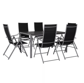 Lauko baldų komplektas ASTORIA, komplektą sudaro pietų stalas, 6 sulankstomos kėdės, antracito sp.