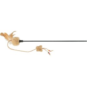 Žaislas katėms TRIXIE, meškerė su pliušiniu kamuoliuku, plunksnomis ir katžole, 54 cm