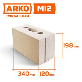 Mūro blokas ARKO M12 15 Mpa, matmenys 340 x 120 x 198 mm