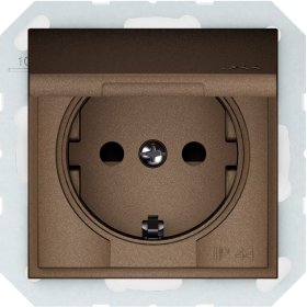 Kištukinis lizdas VILMA Qr1000 Rp16-003-22, 1 vietos, įleidžiamas, su įž., su klanda, IP44, mocha sp.