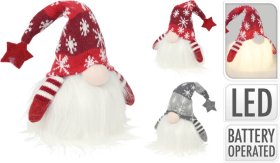 Kalėdinė dekoracija Gnomas, su LED, aukštis 28 cm, 2 rūšių