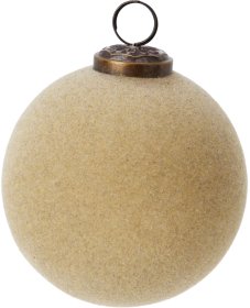 Eglutės žaisliukas, flokuotas stiklas, kreminės sp., skersmuo 10 cm