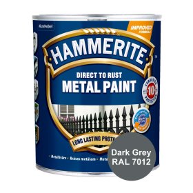 Antikoroziniai dažai HAMMERITE Smooth Finish, 750 ml, tamsiai pilkos sp., blizgūs